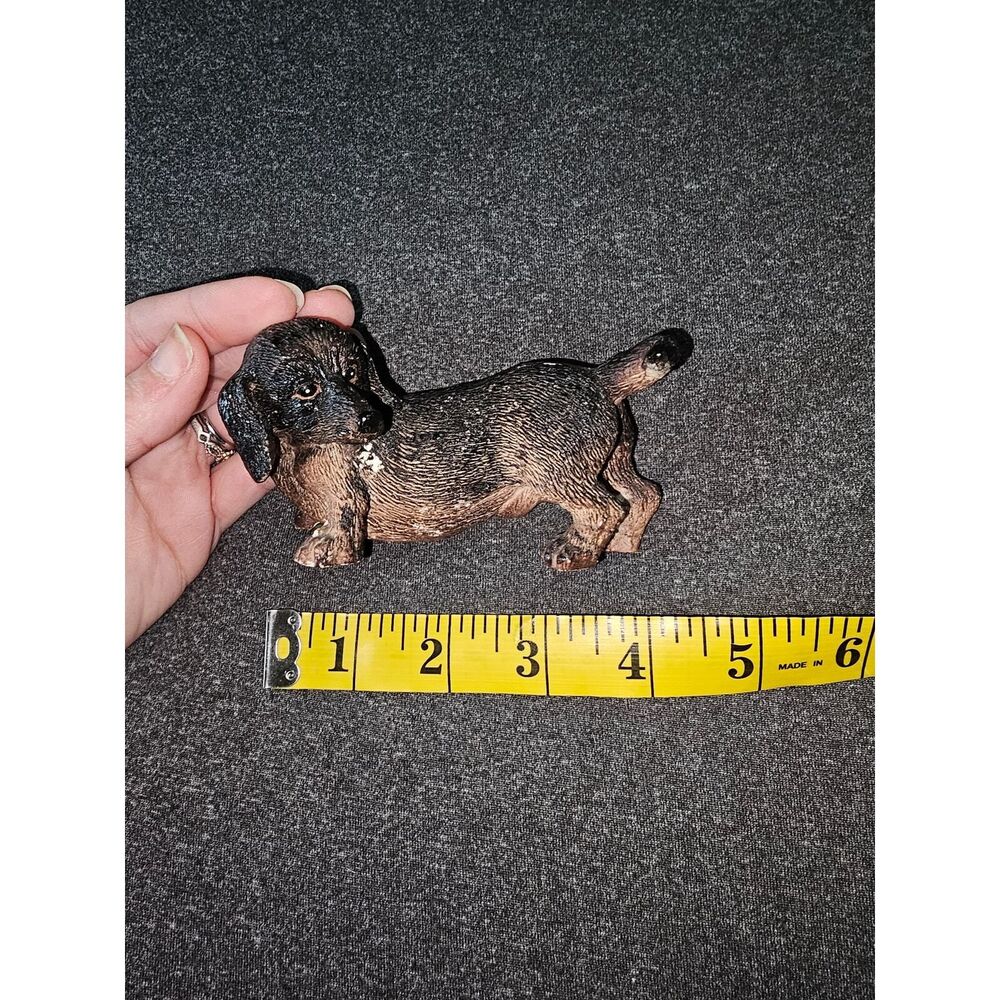 Vintage Hand-Painted Dachshund Figurine – 5" Resin Dog Statue, Collectible